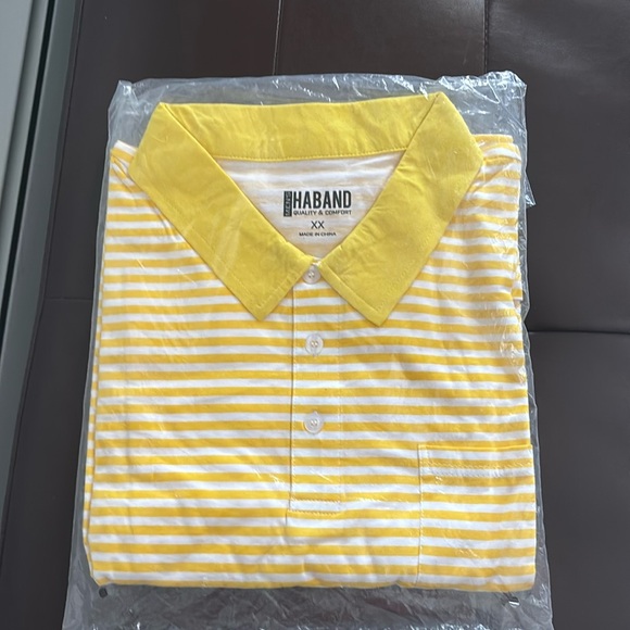 NWT Haband Polo Shirt Men's 2X Yellow Golf Short Sleeve Collared with pocket - Picture 1 of 2